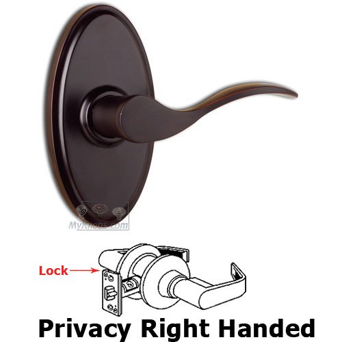 Weslock Door Hardware Right Handed Privacy Lever - Oval Plate with Bordeau Door Lever in Oil Rubbed Bronze