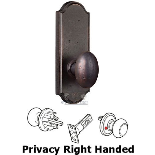 Weslock Door Hardware Privacy Knob - Sutton Plate with Durham Door Knob in Oil Rubbed Bronze