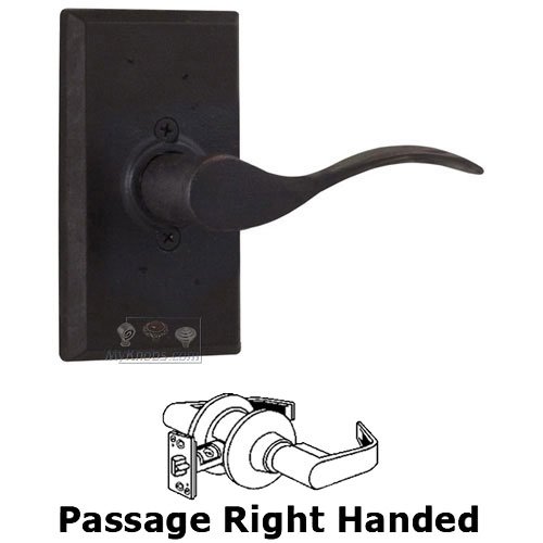 Weslock Door Hardware Right Handed Passage Lever - Rectangle Plate with Carlow Door Lever in Oil Rubbed Bronze