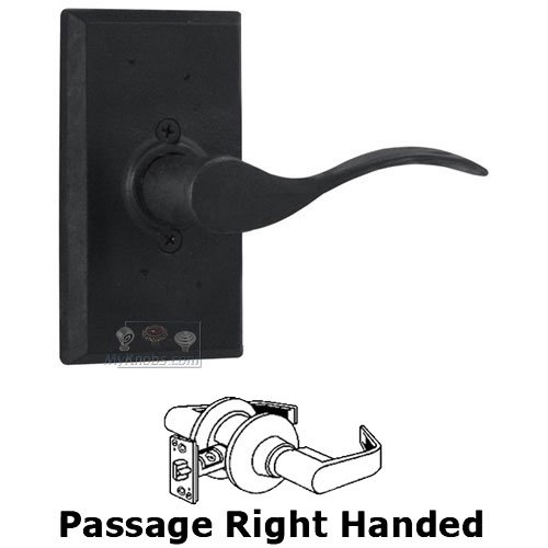 Weslock Door Hardware Right Handed Passage Lever - Square Plate with Carlow Door Lever in Black