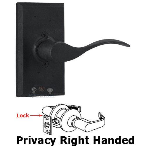 Weslock Door Hardware Right Handed Privacy Lever - Square Plate with Carlow Door Lever in Black