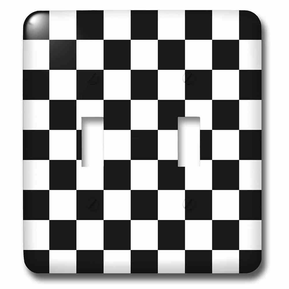 Jazzy Wallplates Double Toggle Switch Plate With Check Black And White Pattern
