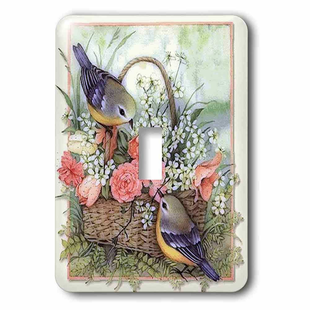 Jazzy Wallplates Single Toggle Switch Plate With Sparrows In A Basket Of Roses