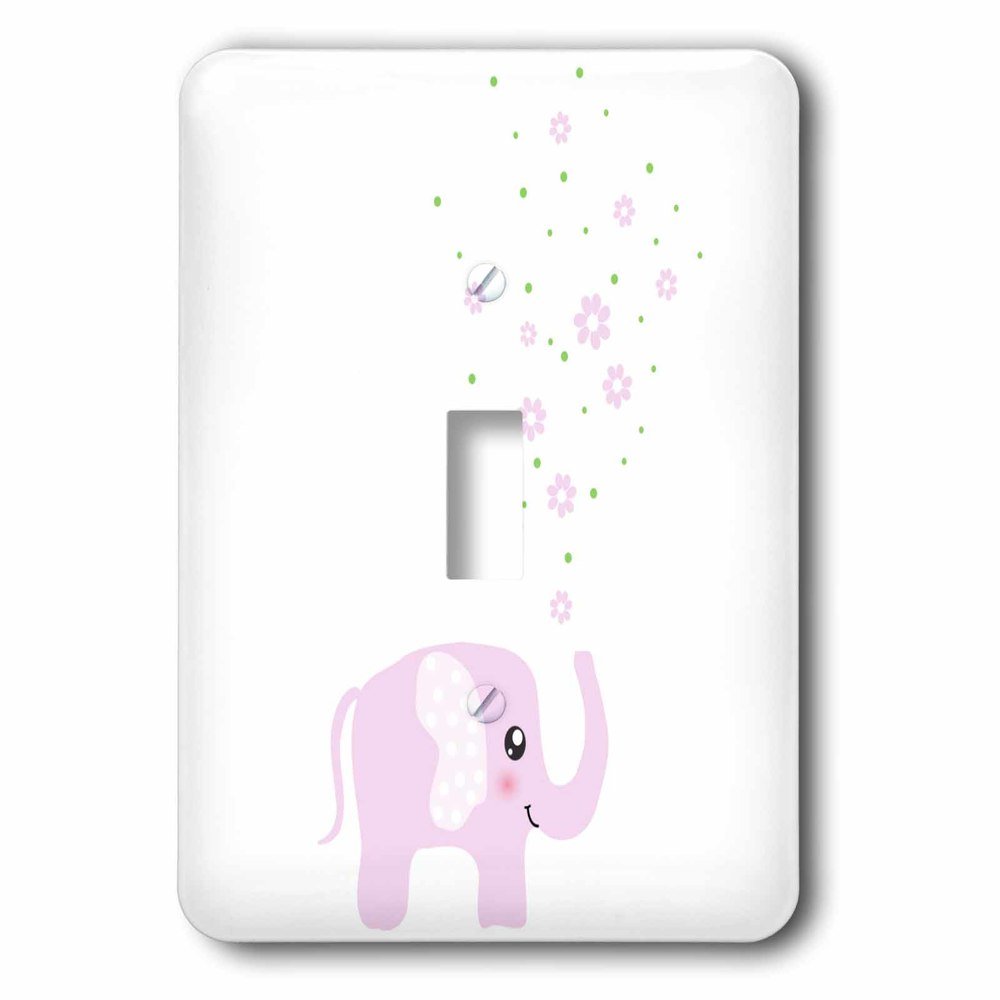 Jazzy Wallplates Single Toggle Switchplate With Pink Elephant Blowing Flowers From Trunk