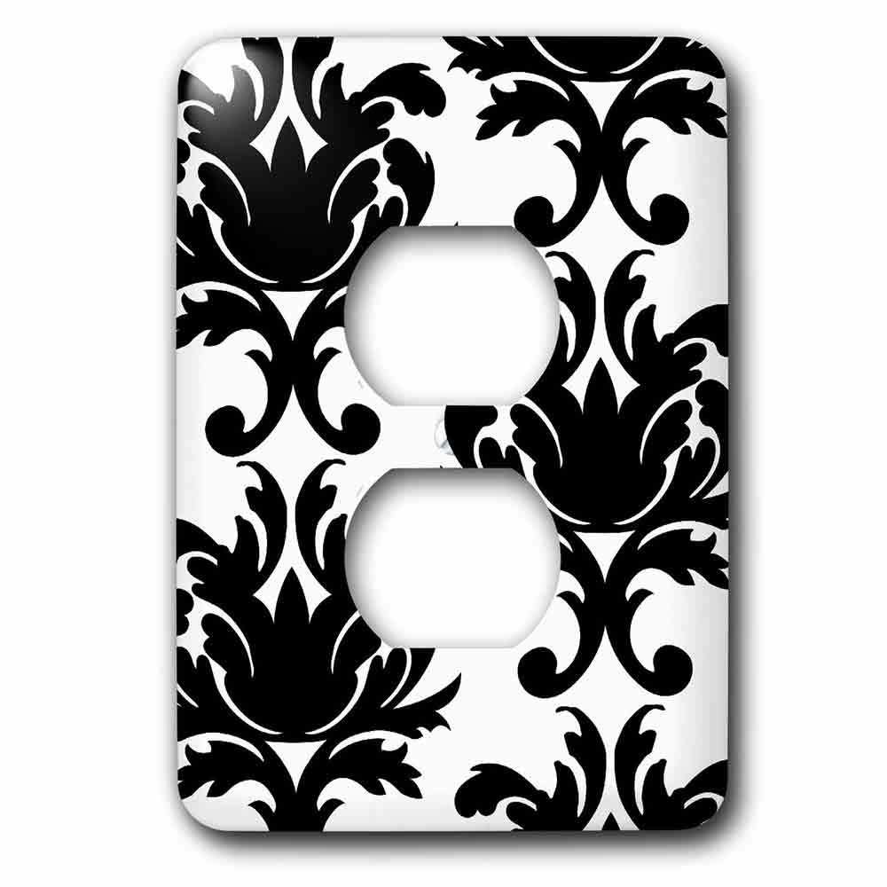 Jazzy Wallplates Single Duplex Switchplate With Large Elegant Black And White Damask Pattern Design