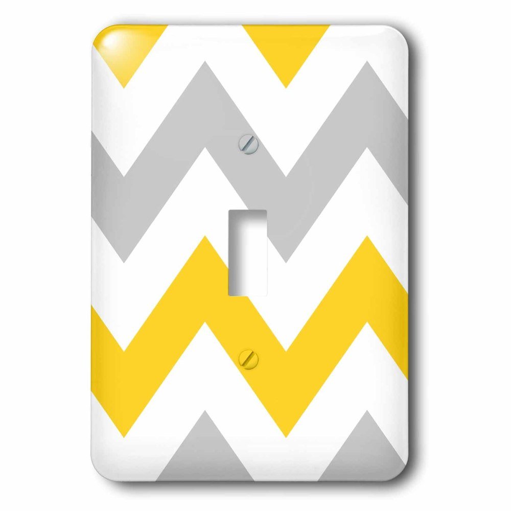 Jazzy Wallplates Single Toggle Wall Plate With Big Yellow And Grey Chevron Zig Zag Pattern