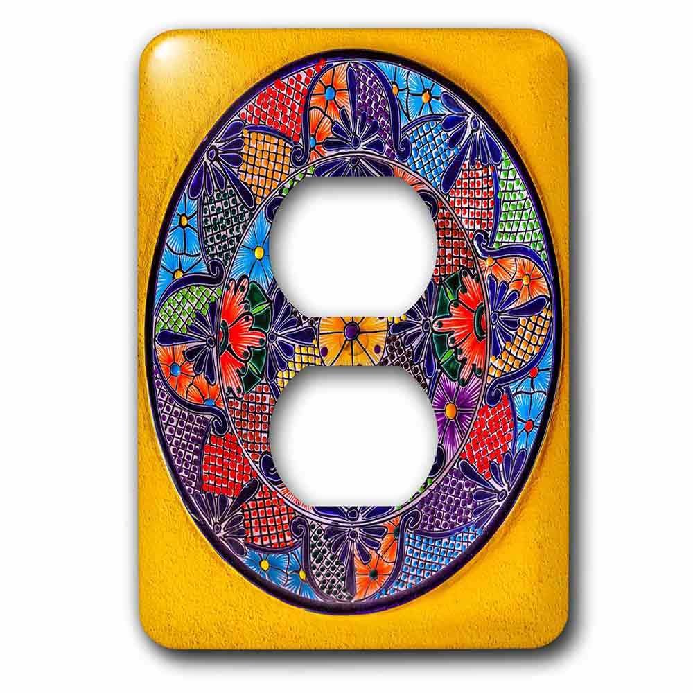 Jazzy Wallplates Single Duplex Wallplate With Colorful Ceramic Mexican Plate