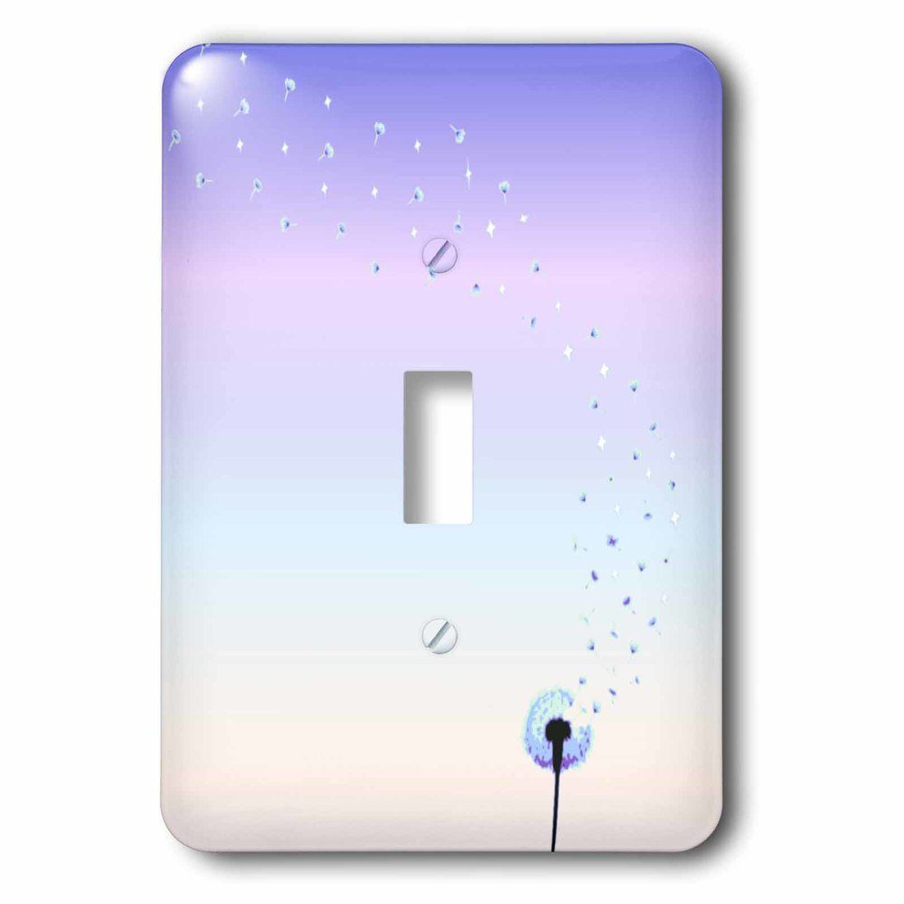 Jazzy Wallplates Single Toggle Wallplate With Dandelion Seed Head Flower With Flying Seeds In Lilac Purple Sunrise