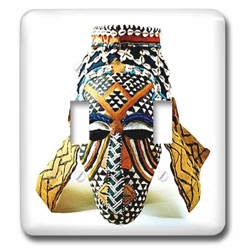 Jazzy Wallplates Double Toggle Wallplate With African Mask