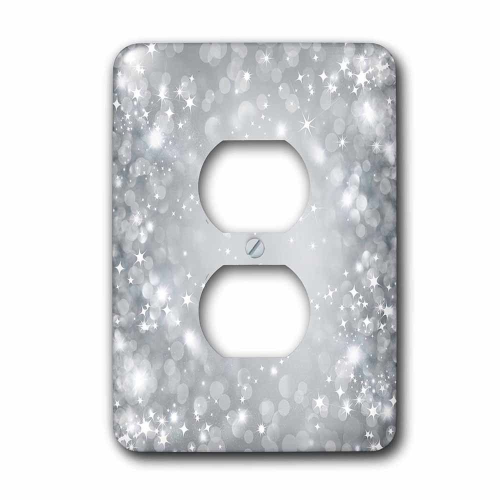 Jazzy Wallplates Single Duplex Wallplate With White And Gray Sparkle Bokeh With Stars