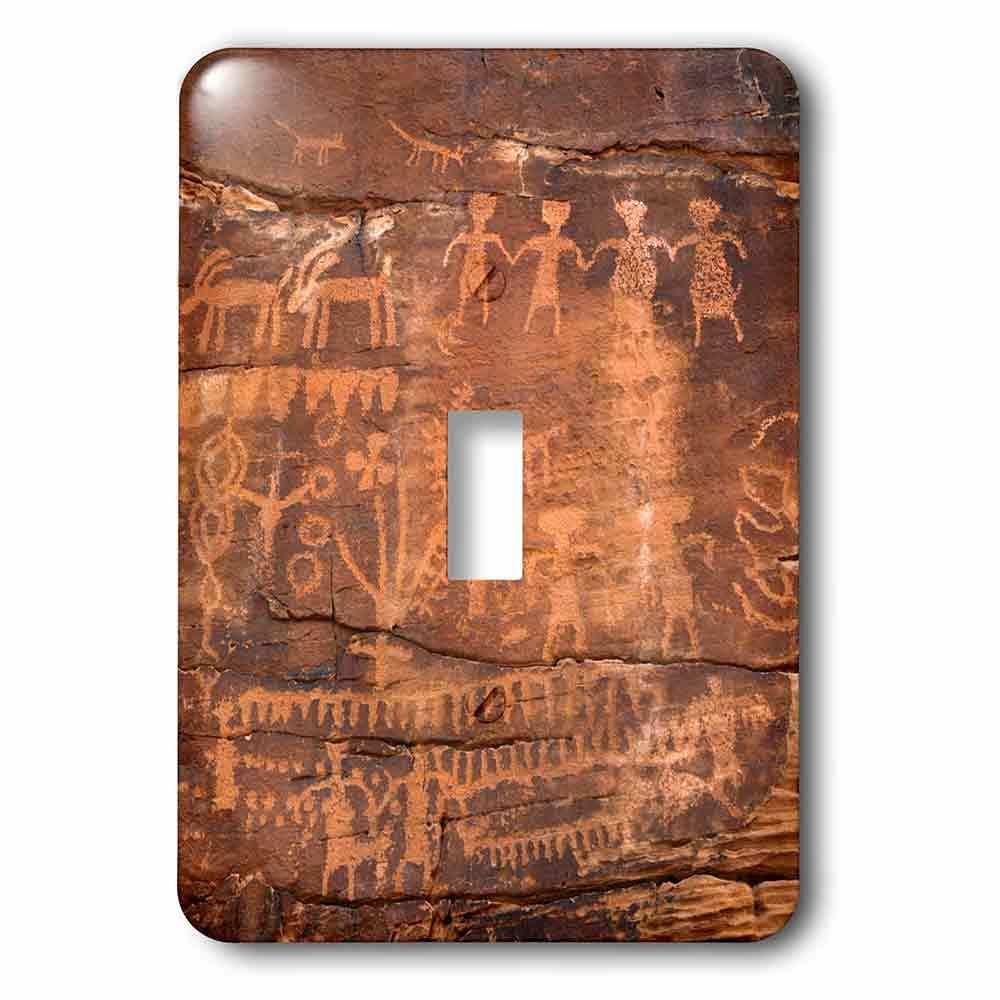 Jazzy Wallplates Single Toggle Wallplate With Indian Petroglyphs On Sandstone.