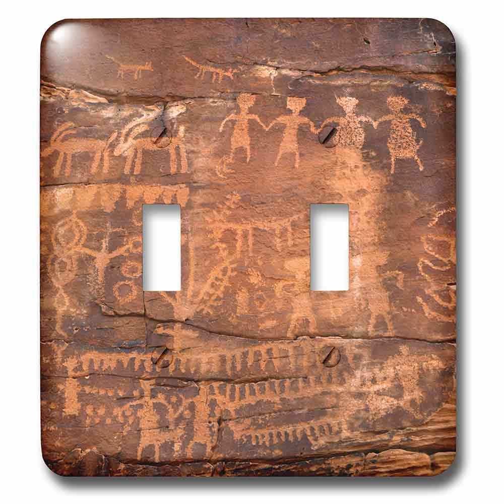 Jazzy Wallplates Double Toggle Wallplate With Indian Petroglyphs On Sandstone.