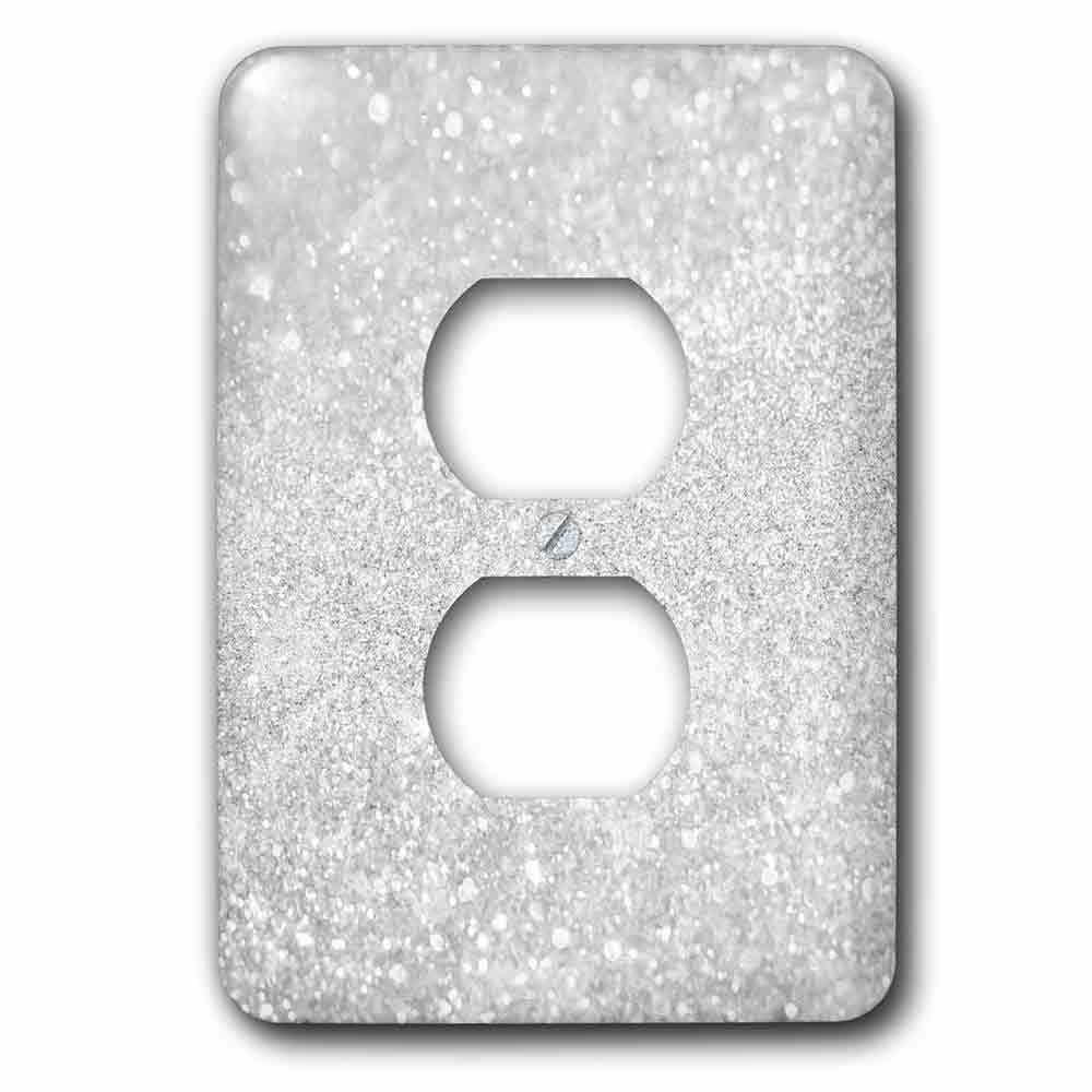 Jazzy Wallplates Single Duplex Wallplate With Image Of Silver Sparkly Style In Luxury