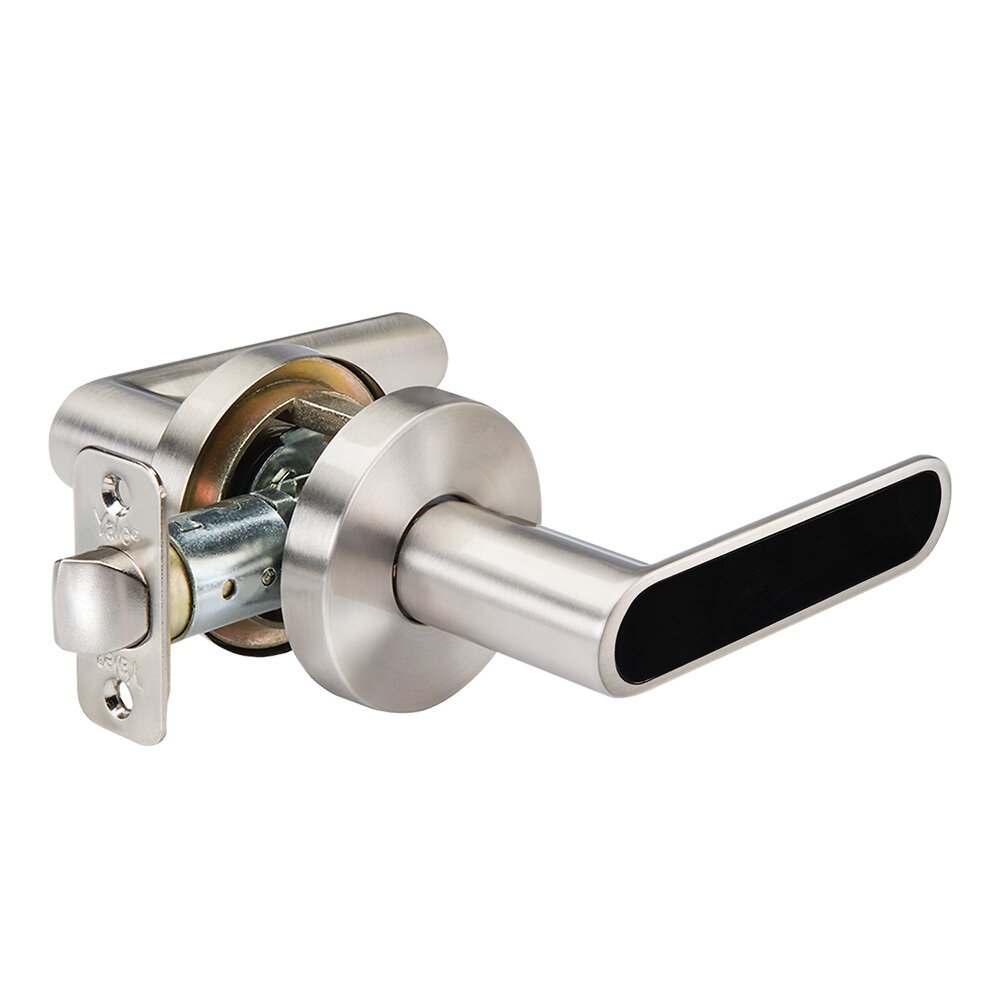 Yale Hardware Passage Kincaid Lever with Black Insert in Satin Nickel