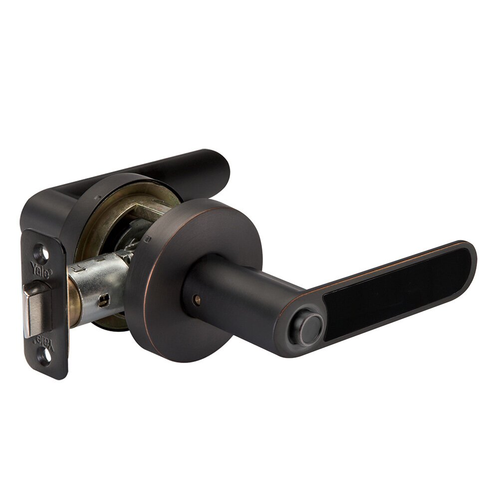 Yale Hardware Privacy Kincaid Lever with Black Insert in Oil Rubbed Bronze