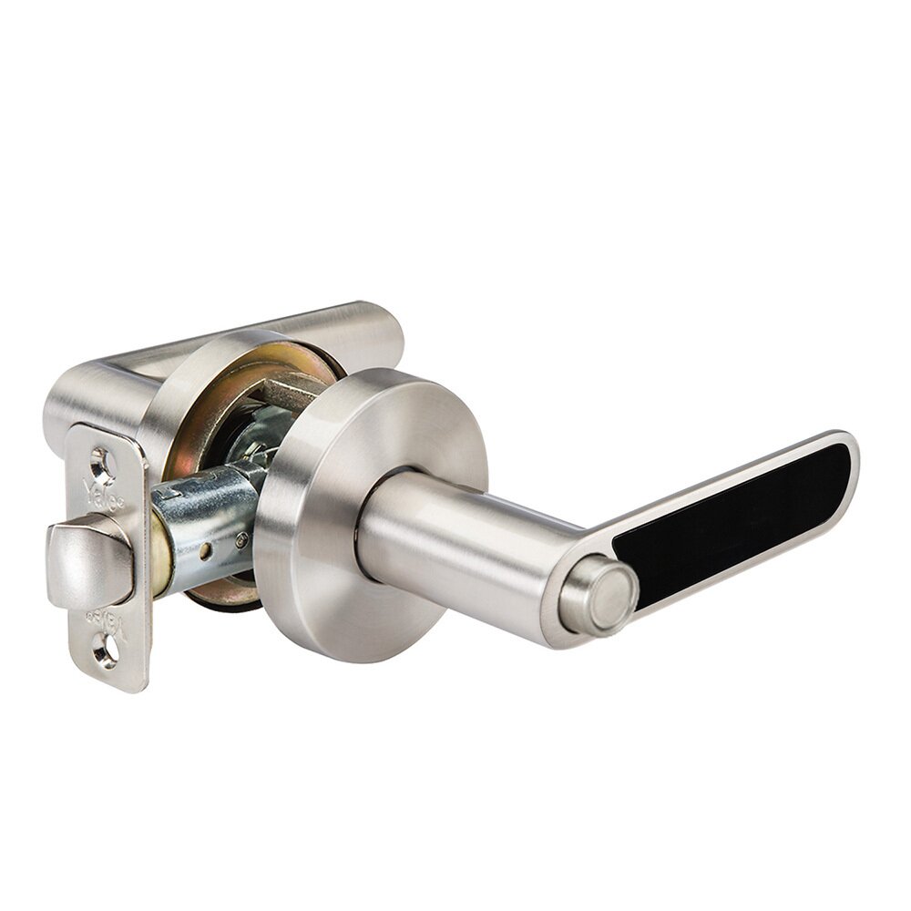 Yale Hardware Privacy Kincaid Lever with Black Insert in Satin Nickel