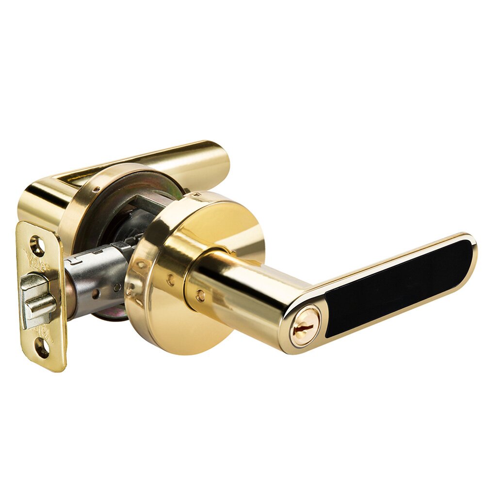 Yale Hardware Keyed Kincaid Lever with Black Insert in Polished Brass