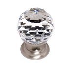 Solid Brass 1 3/16" Spherical Knob in Swarovski /Satin Nickel