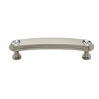 Solid Brass 3 1/2" Centers Rounded Handle in Swarovski /Satin Nickel