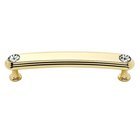 Solid Brass 4" Centers Rounded Handle in Swarovski /Polished Brass