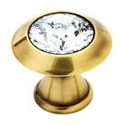 Solid Brass 1 1/4" Knob in Swarovski Crystal/Polished Antique