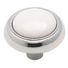 1 1/4" Diameter Knob in Polished Chrome with White
