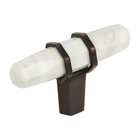 2 1/2" Long Cabinet Knob in Marble White/Oil-Rubbed Bronze