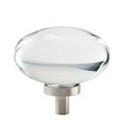 1 3/4" Oval Knob in Clear Glass/Satin Nickel
