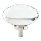 1 3/4" Oval Knob in Clear Glass/Polished Nickel