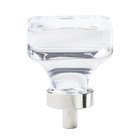 1 3/8" Square Knob in Clear Glass/Polished Nickel