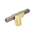 2 5/8" (67mm) Long Knob in Brushed Gold And Black Chrome