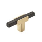2 5/8" (67mm) Long Knob in Brushed Gold And Matte Black