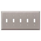 Quintuple Toggle Wallplate in Brushed Nickel