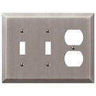 Double Toggle Single Duplex Combo Wallplate in Antique Nickel