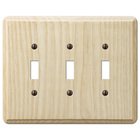 Triple Toggle Wallplate in Unfinished Ash Wood