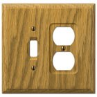 Wood Single Toggle Single Duplex Combo Wallplate in Light Oak