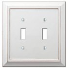 Wood Double Toggle Wallplate in Distressed White