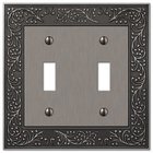 Double Toggle Wallplate in Antique Nickel