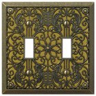 Double Toggle Wallplate in Antique Brass