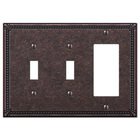 Double Toggle Single Rocker Combo Wallplate in Tumbled Aged Bronze