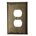 Plain Switchplate Single Duplex Outlet Switchplate in Black with Maple Wash