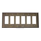 Plain Switchplate Six Gang Rocker/GFI Switchplate in Pewter Bright