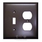 Plain Switchplate Combo Single Toggle Duplex Outlet Switchplate in Pewter with Bronze Wash