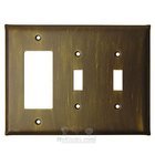 Plain Switchplate Combo Rocker/GFI DoubleToggle Switchplate in Pewter with Maple Wash