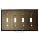Plain Switchplate Quadruple Toggle Switchplate in Bronze with Black Wash