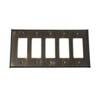 Plain Switchplate Five Gang Rocker/GFI Switchplate in Pewter with Terra Cotta Wash