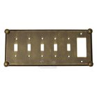 Button Switchplate Combo Rocker/GFI Five Gang Toggle Switchplate in Brushed Natural Pewter