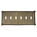 Button Switchplate Six Gang Toggle Switchplate in Gold