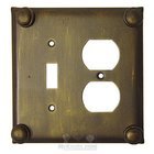 Button Switchplate Combo Single Toggle Duplex Outlet Switchplate in Pewter with Cherry Wash