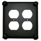 Button Switchplate Double Duplex Outlet Switchplate in Black with Chocolate Wash